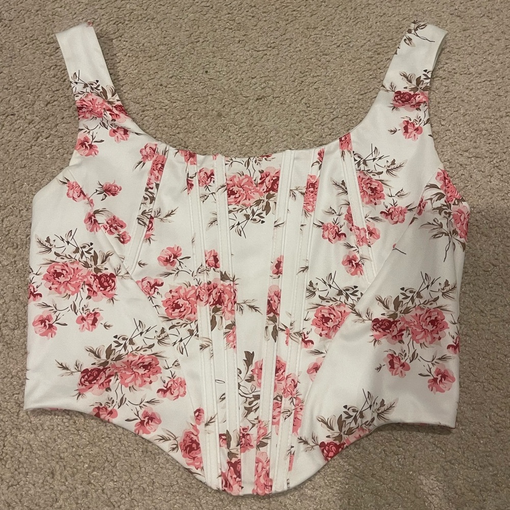 Floral Pink and White Women's Top